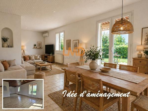Maison plain-pied, garage, terrain 826 m², au calme avec vue dégagée