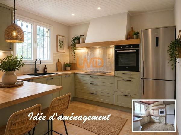 Maison plain-pied, garage, terrain 826 m², au calme avec vue dégagée