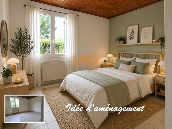 Maison plain-pied, garage, terrain 826 m², au calme avec vue dégagée