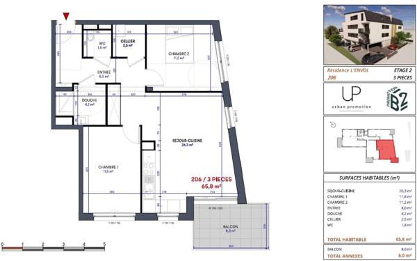 Appartement à vendre    3 pièces • 65,80 m2 Yutz