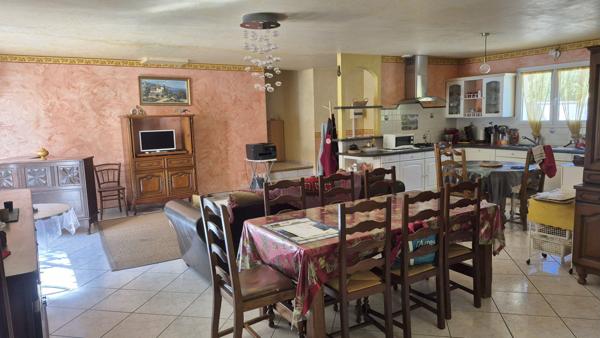 Argeliers, villa de 3 chambres avec grand terrain, piscine, garage et chalet.