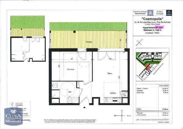 Appartement à louer 2 pièces 37.97m²