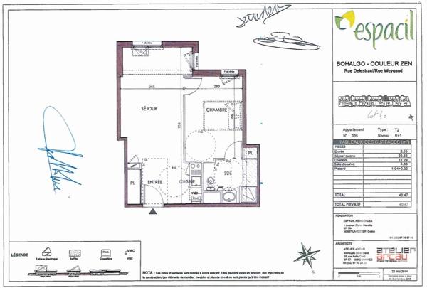 Appartement F2 à vendre  2 pièces - 42 m2 VANNES - 56