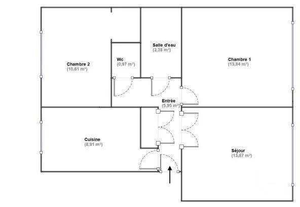 Appartement F3 à vendre  3 pièces - 57,53 m 2   MONTROUGE  - 92
