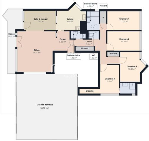 Appartement 6 Pièces avec Grande Terrasse De 57M2