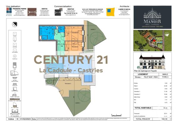 Appartement à vendre  3 pièces - 78,30 m2 NIMES - 30