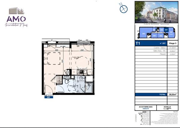 207 - Studio hyper Centre d'Orleans NEUF de 29.25 m2