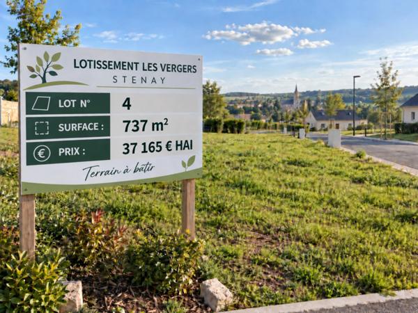 Stenay 55700 terrain à bâtir viabilisé 737 m² Lot n° 4   |   Lotissement Les Vergers   |   37 165 € honoraires inclus