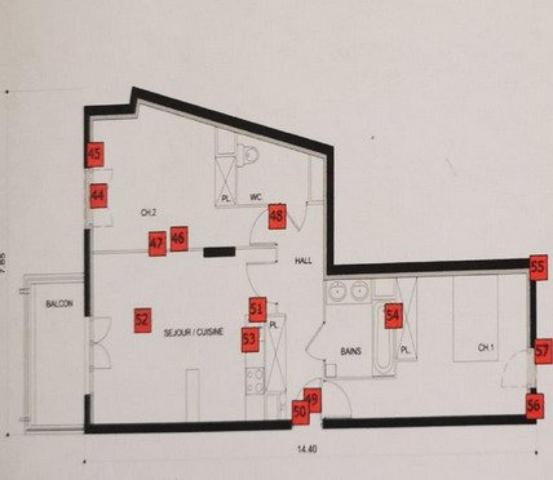 Saint André de la Roche 3 pièces de 68m2 en avant dernier étage avec 2 parkings en sous-sol