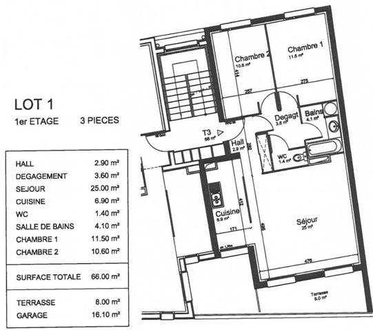Marcq-en-Barœul (59700) Marcq-en-Barœul rue de la Reine Astrid - T3 de 66 m² avec terrasse, parking et garage