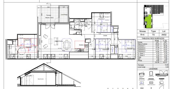 Appartement neuf T4 de 88 m² dernier étage terrasse à proximité des bords de la Loire