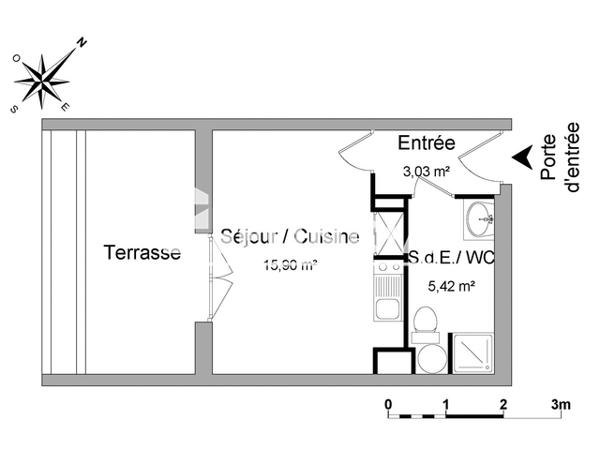 Location Studio 24.35 m² - 482, AV. DU MONDIAL DE RUGBY 2007 Montpellier 34070
