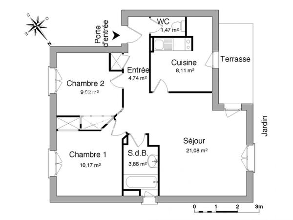 Location Appartement 3 pièces 58.47 m² - 2/4/6/8 ALLEE L. DE VINCI Mont De Marsan 40000