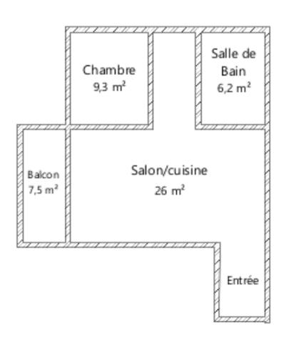 Appartement 2 pièces - 45 m² Exclusivité efficity