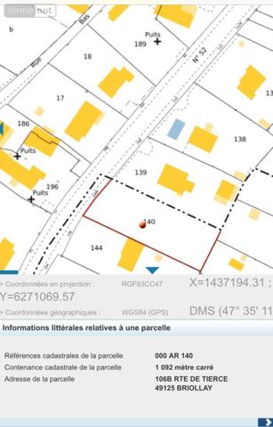 Terrain à Batir à vendre à Briollay dans le Maine-et-Loire (49125), ref : 49008-62