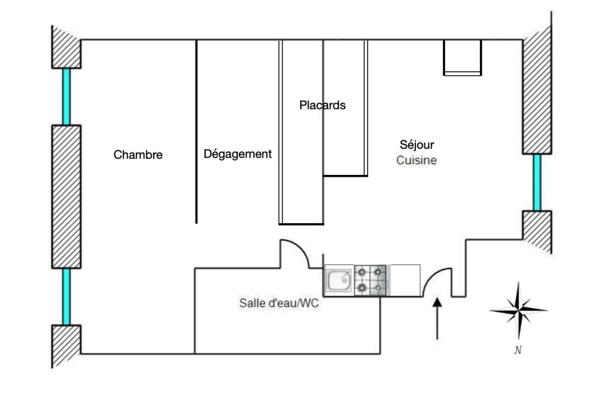 Appartement Levens 2/3 pièce(s)