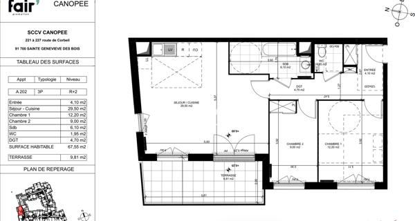 Location Appartement 3 pièces 67.55 m² - Sainte-geneviève-des-bois 91700