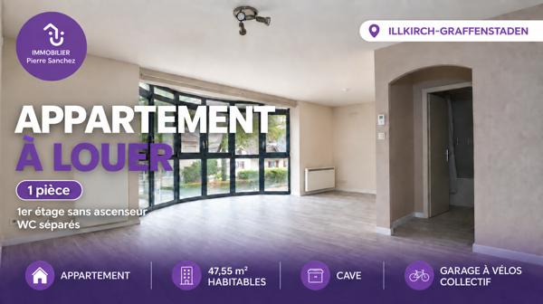 Illkirch - T1 de 47.55 m² avec cave