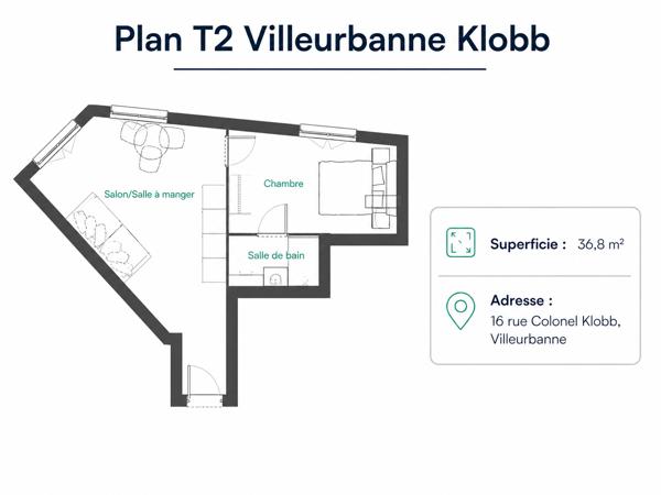 Appartement à vendre 2 pièces 32,6 m² Villeurbanne