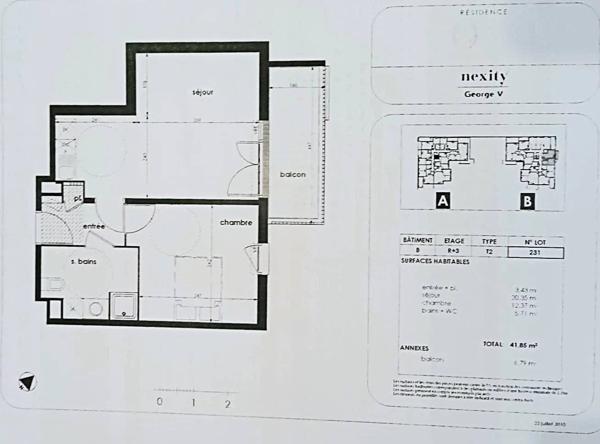 Appartement T2 à Montpellier balcon parking