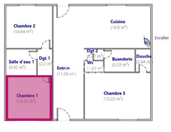 Chambre à louer de 14.23 m²