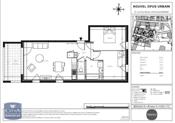 Appartement à louer 3 pièces 60.3m²