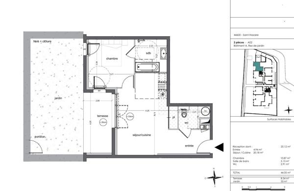 Appartement de type 2 entre Plage et Centre ville - Quartier Villes Martin à SAINT NAZAIRE