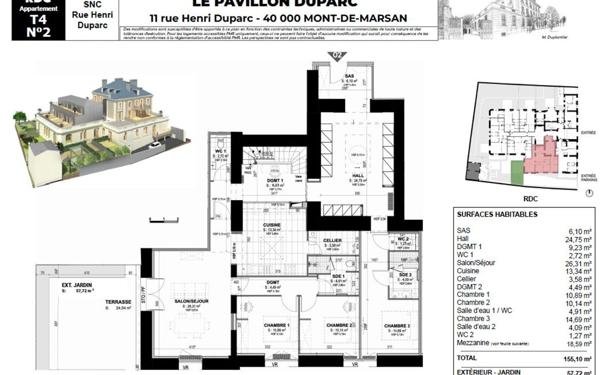 Appartement à vendre    4 pièces • 150,40 m2 Mont-de-Marsan