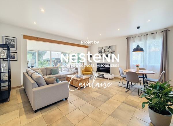 Maison d'environ 120 m² de plain-pied avec vue mer sur un terrain piscinable dans un quartier prisé de Cavalaire