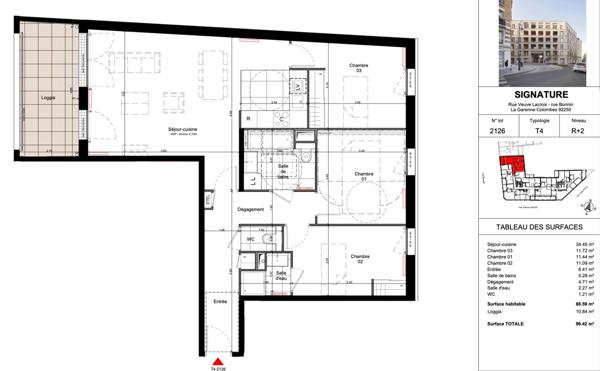 Appartement 3 chambres avec loggia