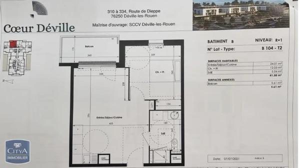 Appartement à louer 2 pièces 41.58m²