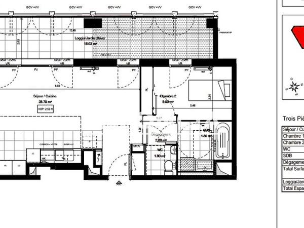 Location Appartement 3 pièces 58.2 m² - 11 BOULEVARD JOLIOT CURIE Bordeaux 33100