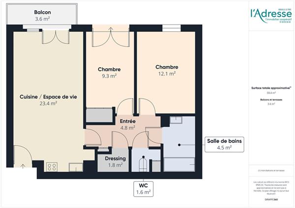 Appartement Noisy Le Grand 3 pièce(s) 59,40 m2