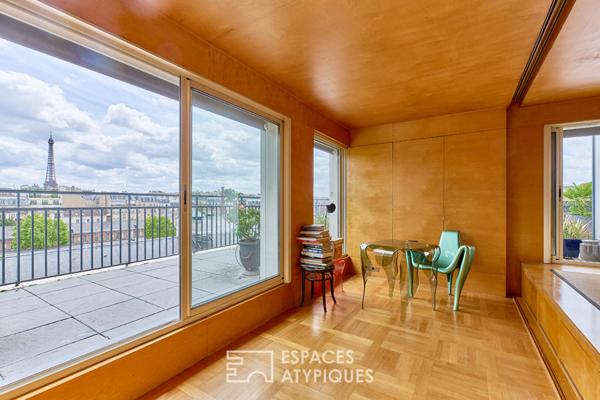 Dernier étage avec terrasse plein ciel et vue Tour Eiffel – Janson de Sailly