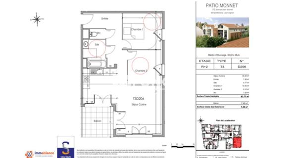 Location Appartement 3 pièces 63.77 m² - Morières-lès-avignon 84310
