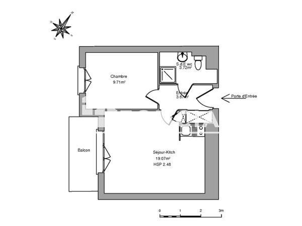 Location Appartement 2 pièces 36.37 m² - SQUARE GREFFIER Orleans 45100