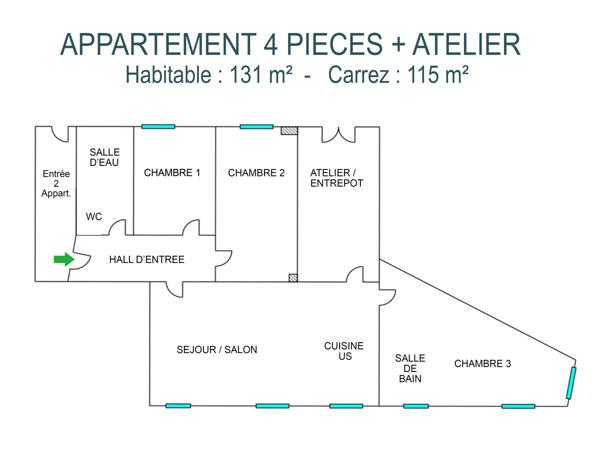 Appartement 4 pièces - 115 m² Exclusivité efficity