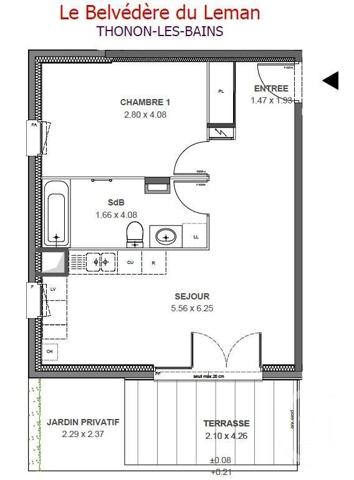 Appartement F2 à vendre  2 pièces - 45,22 m2 THONON LES BAINS - 74