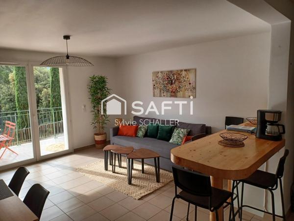 Appartement T3 climatisé, 1 balcon, 1 parking, 1 accès piscine