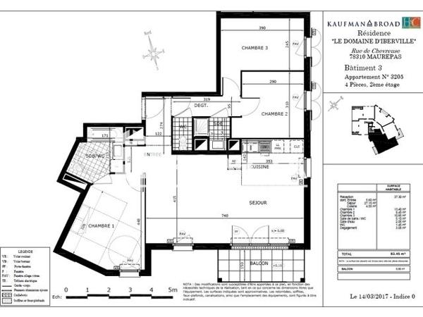 Location Appartement 4 pièces 82.45 m² - 28 RUE CLAUDE BERNARD Maurepas 78310