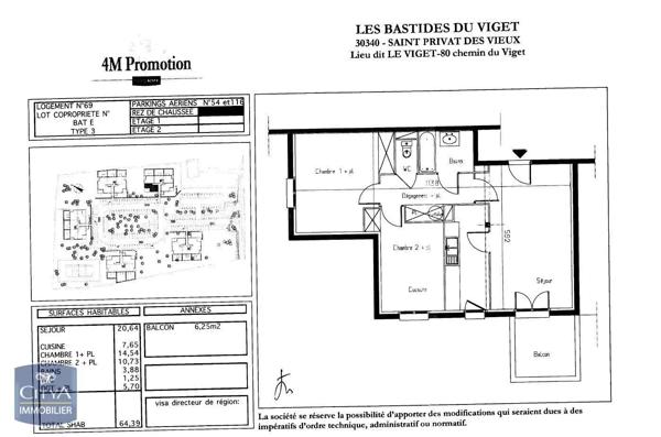 Appartement à louer 3 pièces 64.39m² Saint-Privat-des-Vieux (30340)