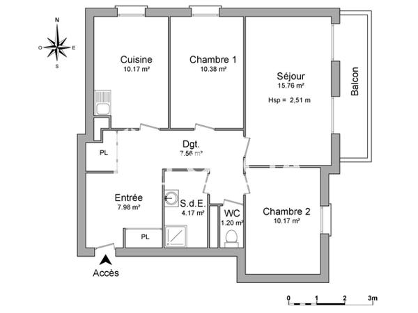 Location Appartement 3 pièces 67.93 m² - LES ALLOVES 2 Saint Martin D'heres 38400