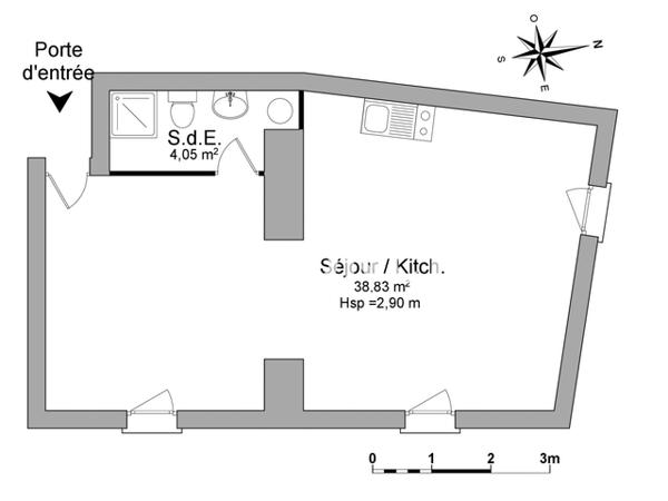 Location Studio 41.29 m² - 19 RUE DES TEMPLIERS Collias 30210