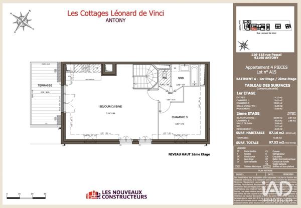 Appartement à vendre 4 pièces 87 m² Antony