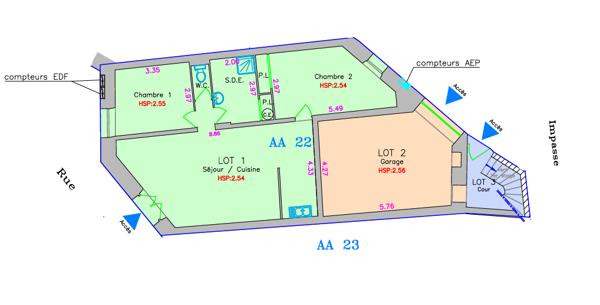 À vendre  T3 de 90,72 m²  avec garage  Copropriété sans charges