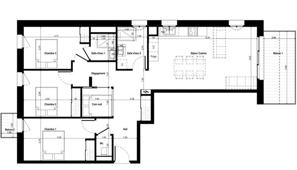 Appartement à vendre 4 pièces 89 m² Isola