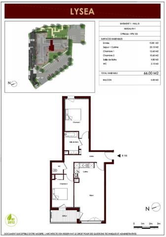 Appartement 3 pièces 66 m²