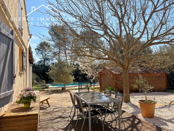 Flassans-sur-Issole (83340) Maison 107m², 1330m² de terrain, piscine, deux chambres et un bureau, au calme