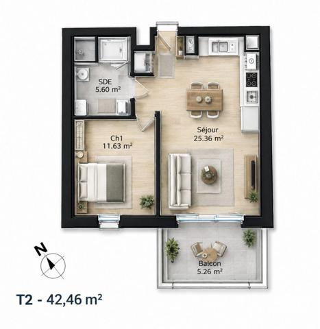 Appartement (neuf) à vendre 2 pièces 43 m² Douvres-la-Délivrande