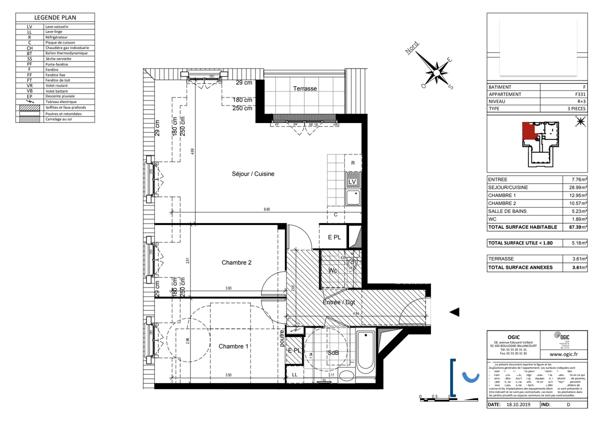 Grand 3 pièces avec extérieur et parking